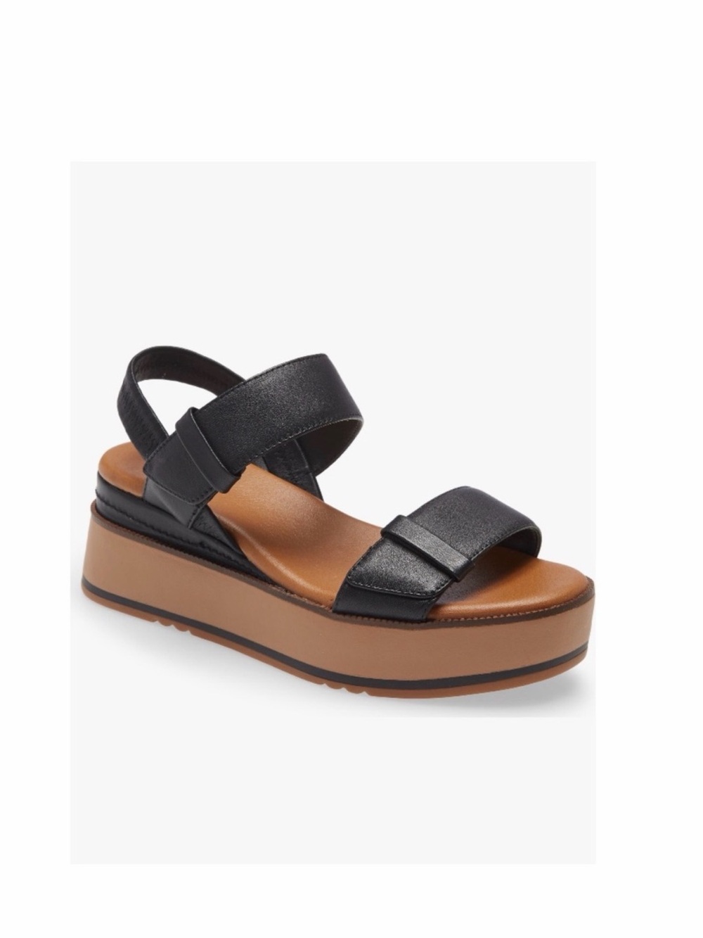 Caslon Black Strappy Platform Sandal with Tan Platform